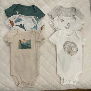 🔴Bundle of 6🔴Carter's Dinosaur and Animal Print Bodysuits Onsies-🔴